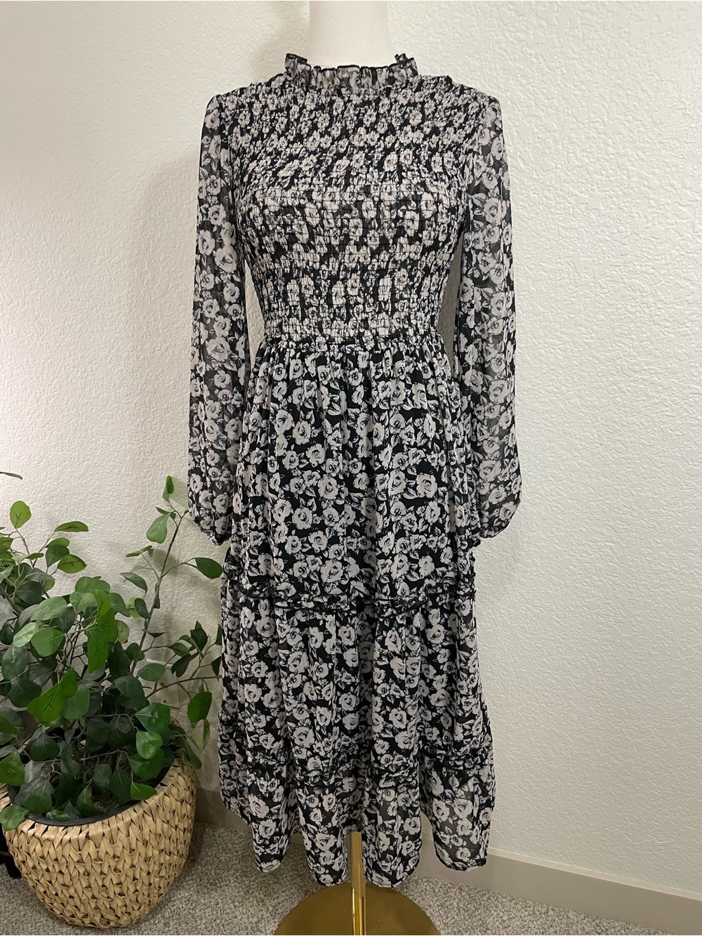 Petal & Pup Floral Maxi Dress with Smocked Bodice Romantic Boho Cottagecore